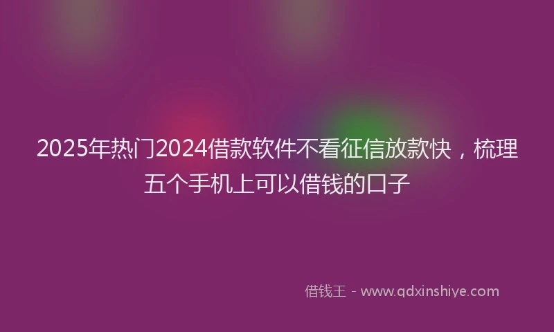 2025年热门2024借款软件不看征信放款快，梳理五个手机上可以借钱的口子
