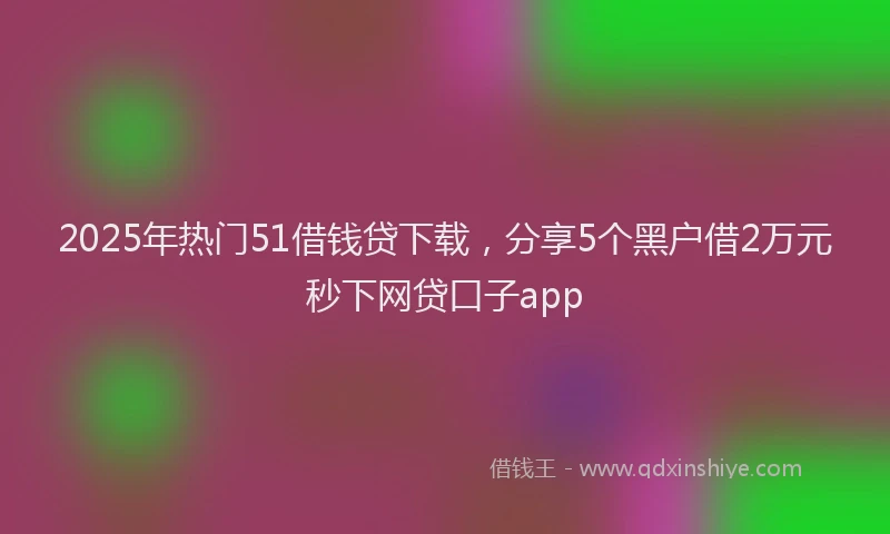 2025年热门51借钱贷下载，分享5个黑户借2万元秒下网贷口子app
