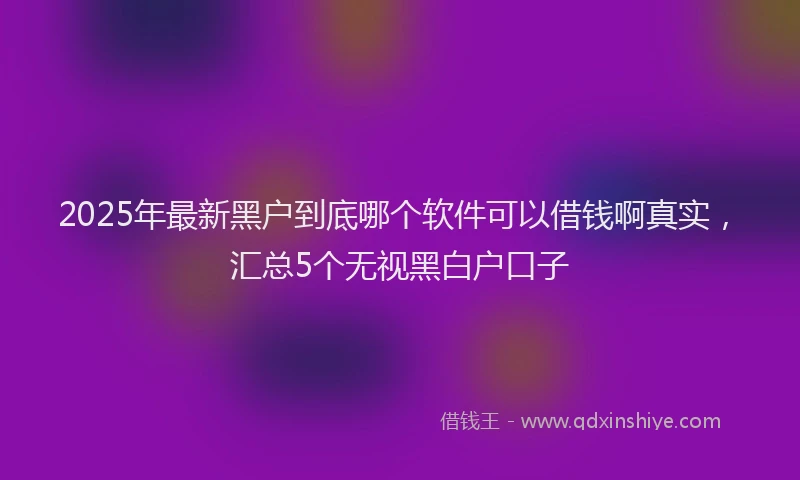 2025年最新黑户到底哪个软件可以借钱啊真实，汇总5个无视黑白户口子