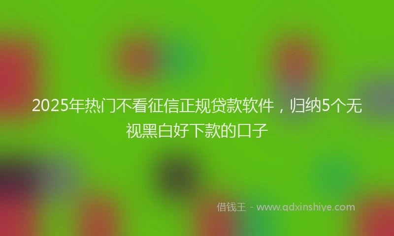 2025年热门不看征信正规贷款软件，归纳5个无视黑白好下款的口子