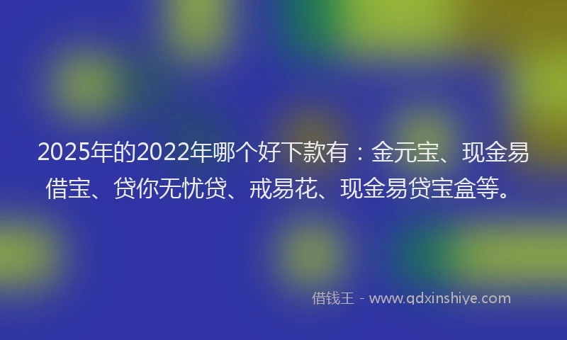 2025年的2022年哪个好下款有：金元宝、现金易借宝、贷你无忧贷、戒易花、现金易贷宝盒等。