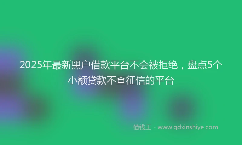 2025年最新黑户借款平台不会被拒绝，盘点5个小额贷款不查征信的平台