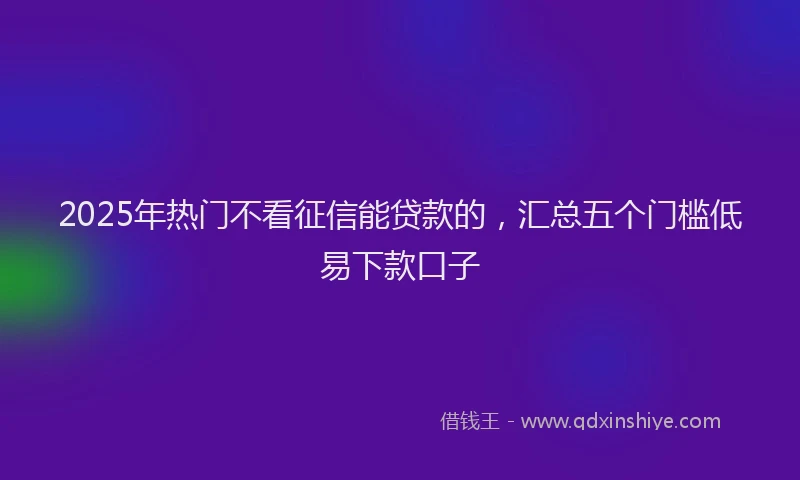 2025年热门不看征信能贷款的，汇总五个门槛低易下款口子