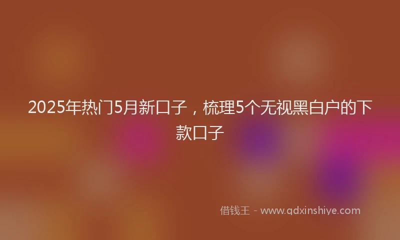2025年热门5月新口子，梳理5个无视黑白户的下款口子