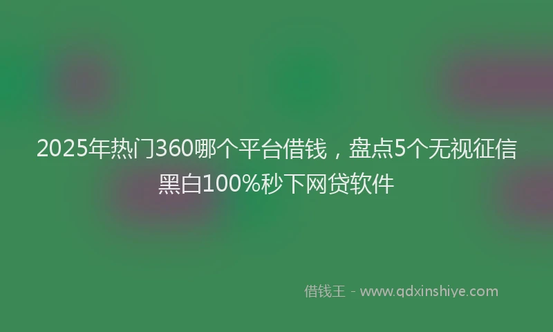 2025年热门360哪个平台借钱，盘点5个无视征信黑白100%秒下网贷软件