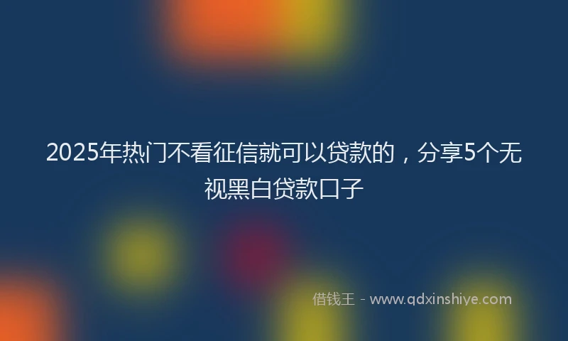 2025年热门不看征信就可以贷款的，分享5个无视黑白贷款口子