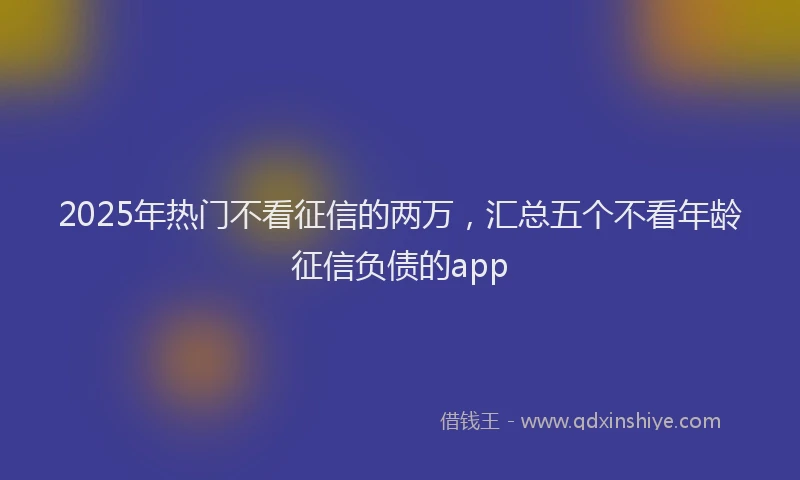 2025年热门不看征信的两万，汇总五个不看年龄征信负债的app
