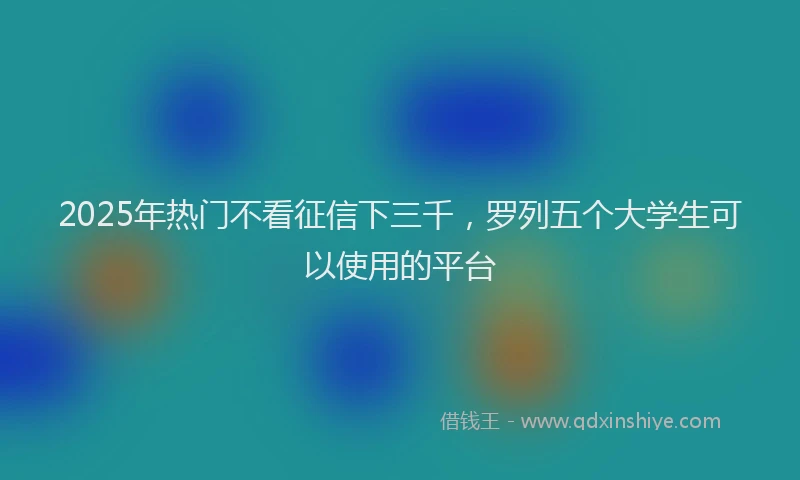 2025年热门不看征信下三千，罗列五个大学生可以使用的平台