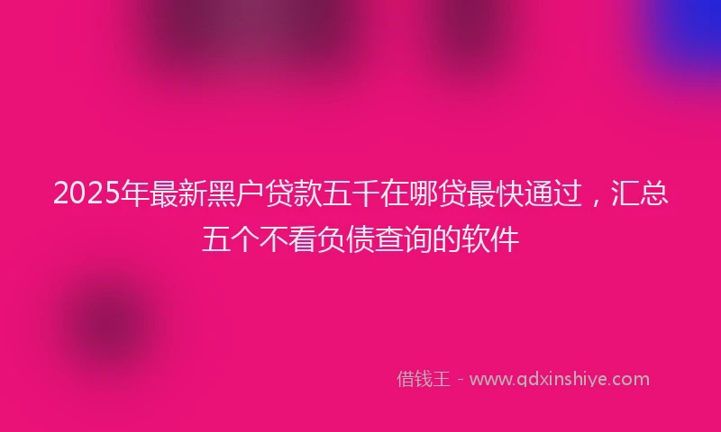 2025年最新黑户贷款五千在哪贷最快通过，汇总五个不看负债查询的软件
