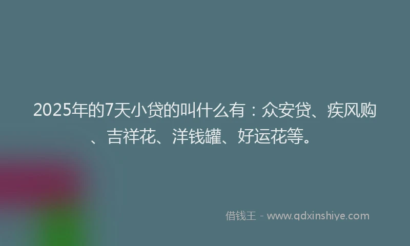 2025年的7天小贷的叫什么有：众安贷、疾风购、吉祥花、洋钱罐、好运花等。