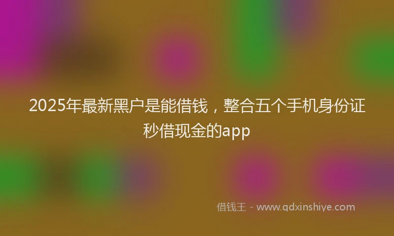 2025年最新黑户是能借钱，整合五个手机身份证秒借现金的app