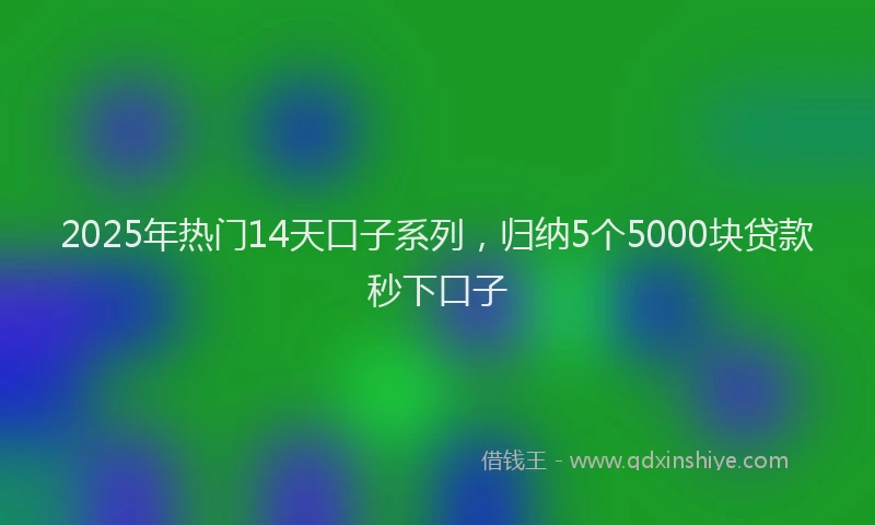 2025年热门14天口子系列，归纳5个5000块贷款秒下口子