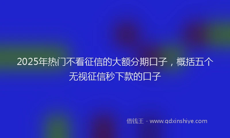 2025年热门不看征信的大额分期口子，概括五个无视征信秒下款的口子