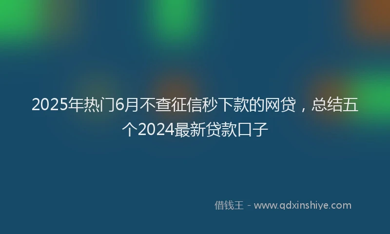 2025年热门6月不查征信秒下款的网贷，总结五个2024最新贷款口子
