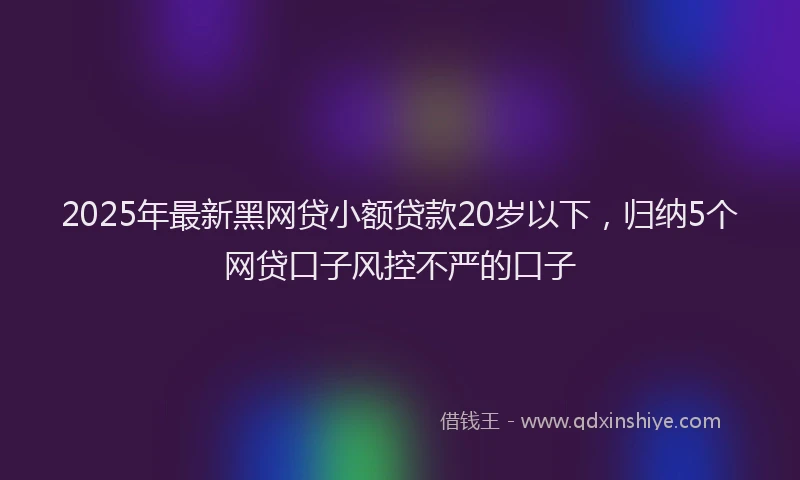 2025年最新黑网贷小额贷款20岁以下，归纳5个网贷口子风控不严的口子