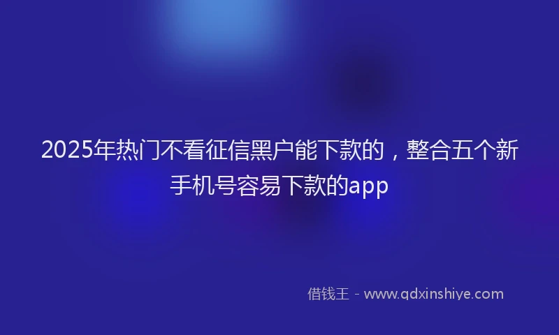 2025年热门不看征信黑户能下款的，整合五个新手机号容易下款的app