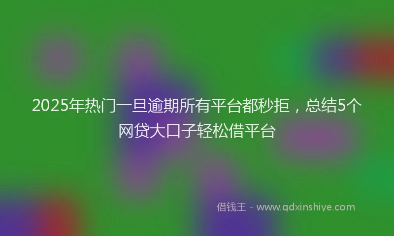 2025年热门一旦逾期所有平台都秒拒，总结5个网贷大口子轻松借平台