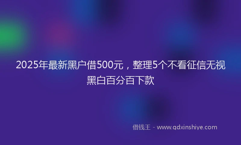 2025年最新黑户借500元，整理5个不看征信无视黑白百分百下款