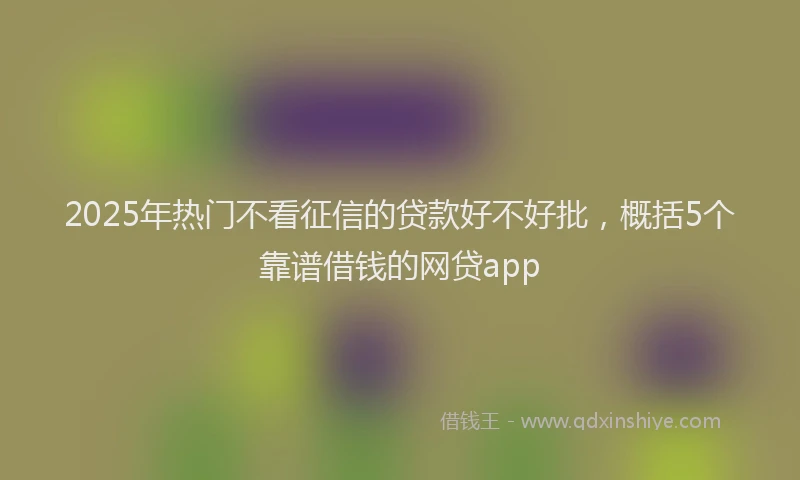 2025年热门不看征信的贷款好不好批，概括5个靠谱借钱的网贷app