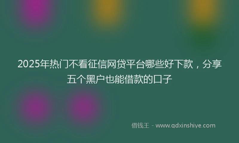2025年热门不看征信网贷平台哪些好下款，分享五个黑户也能借款的口子