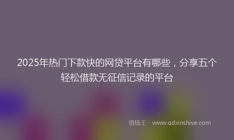 2025年热门下款快的网贷平台有哪些，分享五个轻松借款无征信记录的平台
