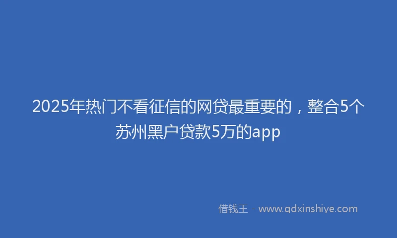 2025年热门不看征信的网贷最重要的，整合5个苏州黑户贷款5万的app