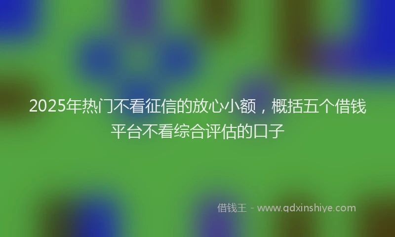 2025年热门不看征信的放心小额，概括五个借钱平台不看综合评估的口子