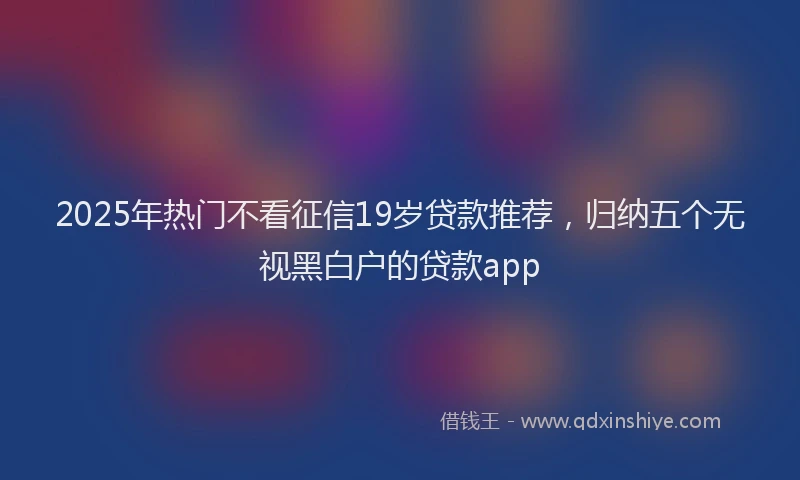 2025年热门不看征信19岁贷款推荐，归纳五个无视黑白户的贷款app