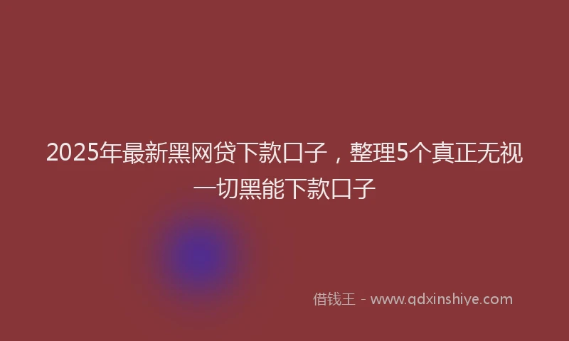 2025年最新黑网贷下款口子，整理5个真正无视一切黑能下款口子