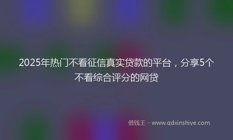 2025年热门不看征信真实贷款的平台，分享5个不看综合评分的网贷