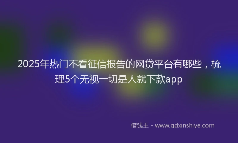 2025年热门不看征信报告的网贷平台有哪些，梳理5个无视一切是人就下款app