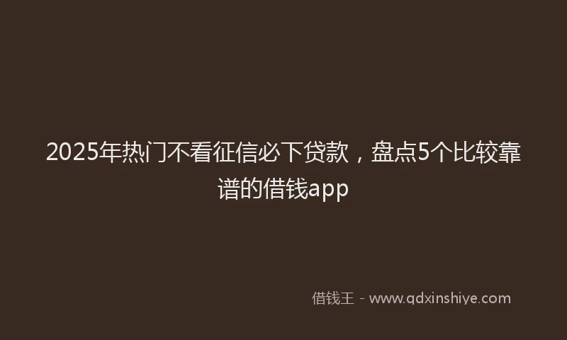2025年热门不看征信必下贷款，盘点5个比较靠谱的借钱app