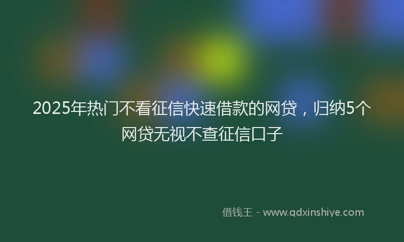 2025年热门不看征信快速借款的网贷，归纳5个网贷无视不查征信口子