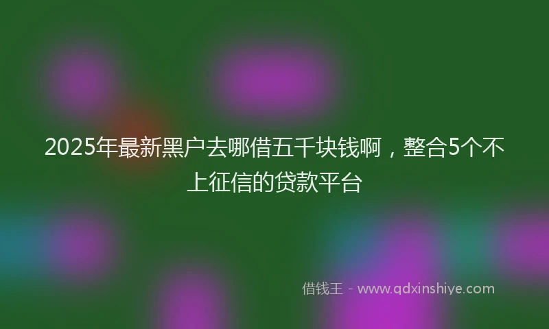 2025年最新黑户去哪借五千块钱啊，整合5个不上征信的贷款平台