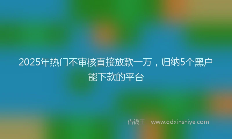 2025年热门不审核直接放款一万，归纳5个黑户能下款的平台