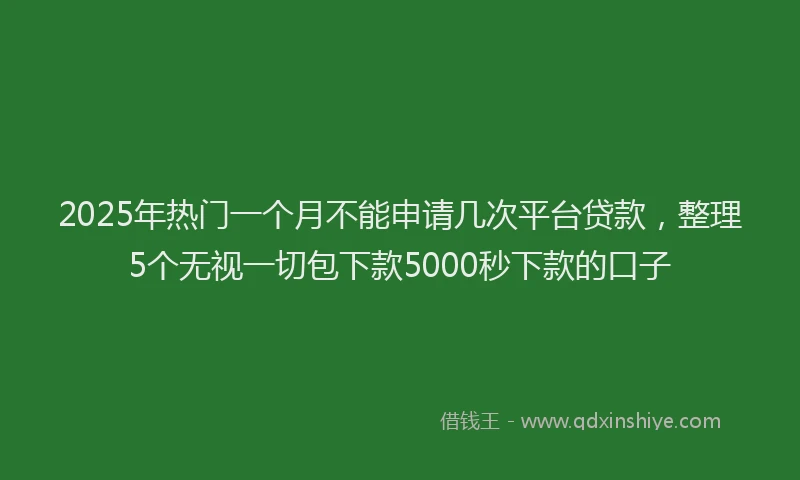2025年热门一个月不能申请几次平台贷款,整理5个无视一切包下款5000秒下款的口子