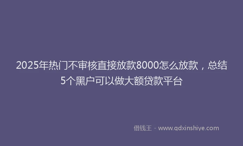 2025年热门不审核直接放款8000怎么放款，总结5个黑户可以做大额贷款平台