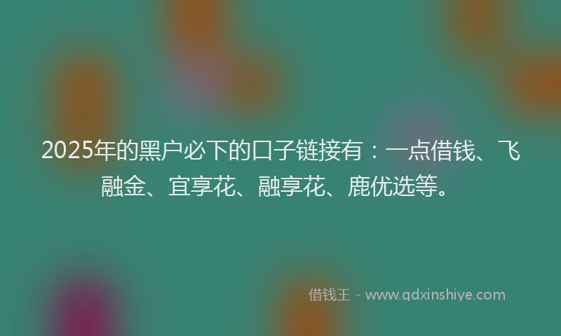2025年的黑户必下的口子链接有：一点借钱、飞融金、宜享花、融享花、鹿优选等。