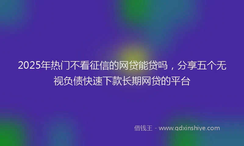 2025年热门不看征信的网贷能贷吗，分享五个无视负债快速下款长期网贷的平台