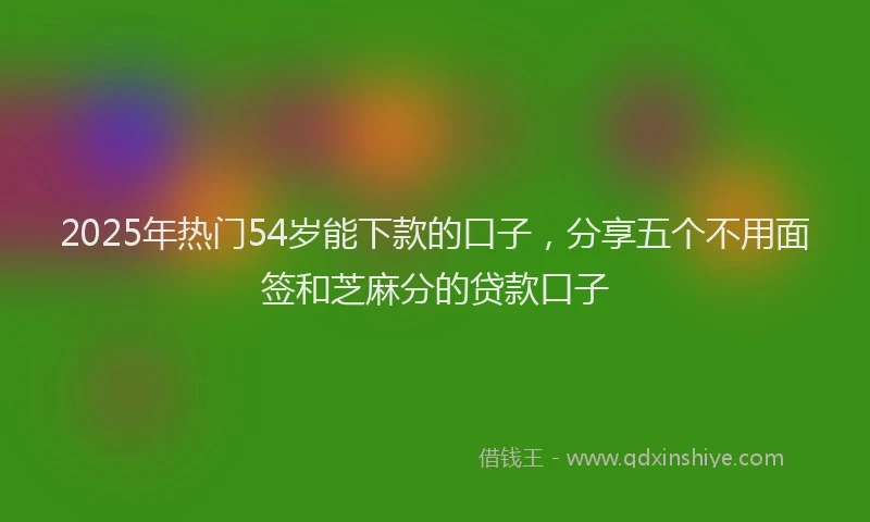 2025年热门54岁能下款的口子，分享五个不用面签和芝麻分的贷款口子