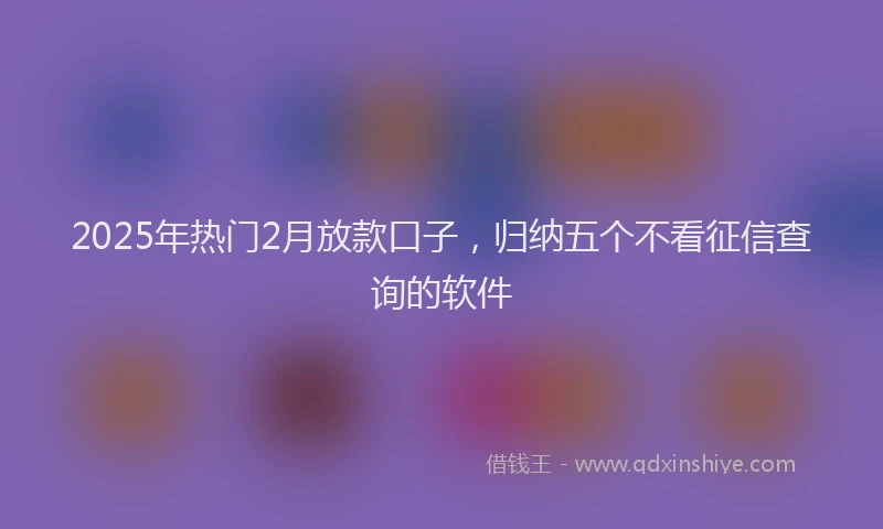 2025年热门2月放款口子，归纳五个不看征信查询的软件