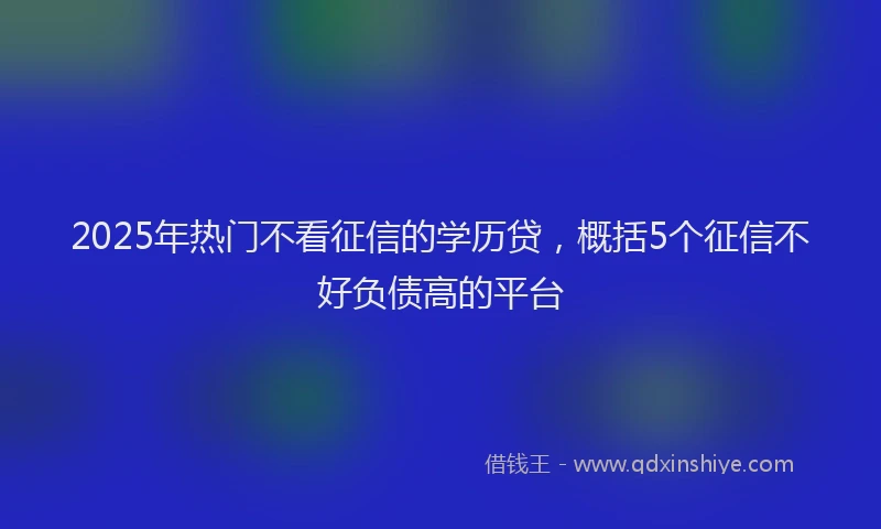 2025年热门不看征信的学历贷，概括5个征信不好负债高的平台