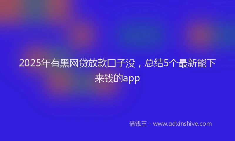 2025年有黑网贷放款囗子没，总结5个最新能下来钱的app
