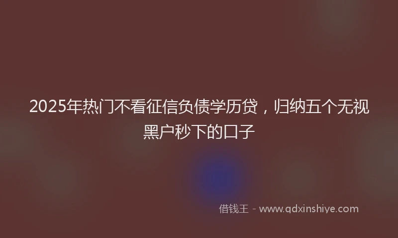 2025年热门不看征信负债学历贷,归纳五个无视黑户秒下的口子