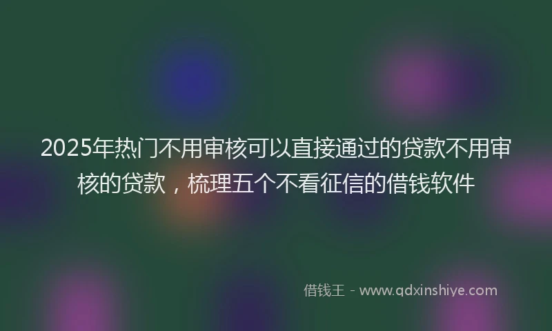 2025年热门不用审核可以直接通过的贷款不用审核的贷款,梳理五个不看征信的借钱软件