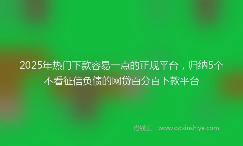 2025年热门下款容易一点的正规平台，归纳5个不看征信负债的网贷百分百下款平台