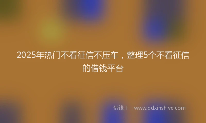 2025年热门不看征信不压车，整理5个不看征信的借钱平台