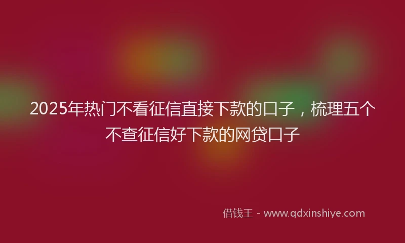 2025年热门不看征信直接下款的口子,梳理五个不查征信好下款的网贷口子