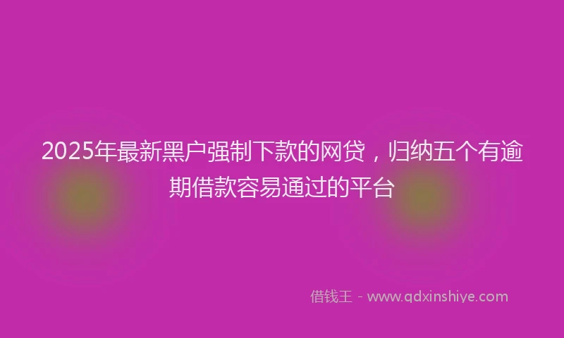 2025年最新黑户强制下款的网贷，归纳五个有逾期借款容易通过的平台