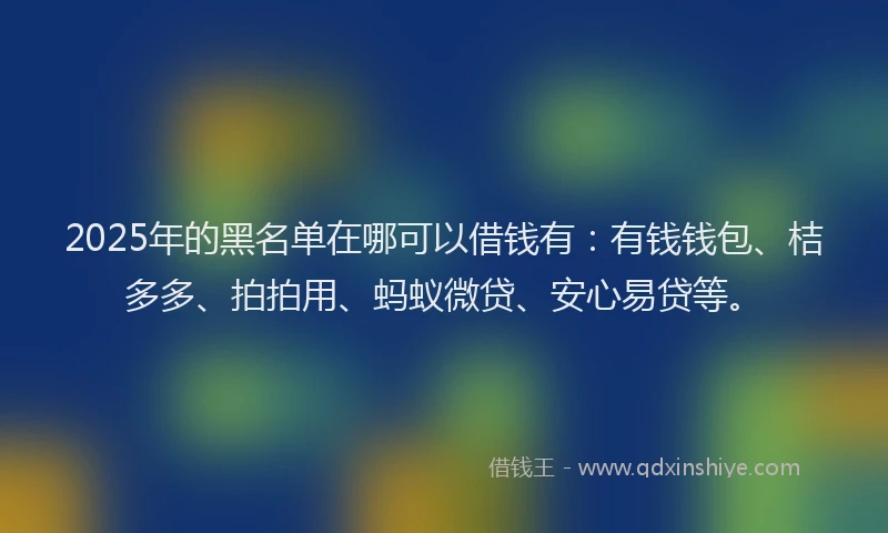 2025年的黑名单在哪可以借钱有：有钱钱包、桔多多、拍拍用、蚂蚁微贷、安心易贷等。